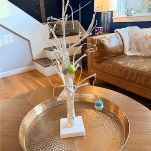 Decorative White light up birch Tree with Easter Ornaments